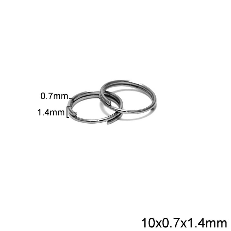 Iron Double Ring Rounded Wire 10x0.7x1.4mm, Nickel color