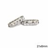 Brass Rhinestone Bridge Spacer 21x6mm with 2 Holes, Silver plated
