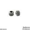 Casting Bead with Ball Textured 6.8mm and 3.8mm Hole, Antique silver plated NF
