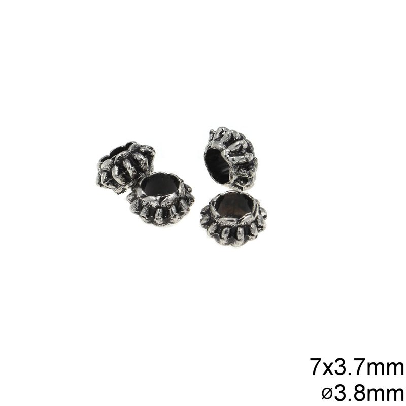 Casting Rondelle 7x3.7mm with 3.8mm hole, Antique silver plated NF