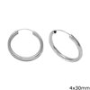 Silver 925 Earring Hoops 4x25 to 50mm