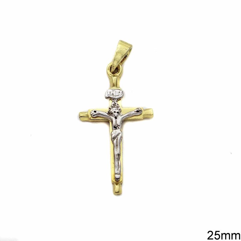 Gold Cross Pendant 25mm K14 1.53gr