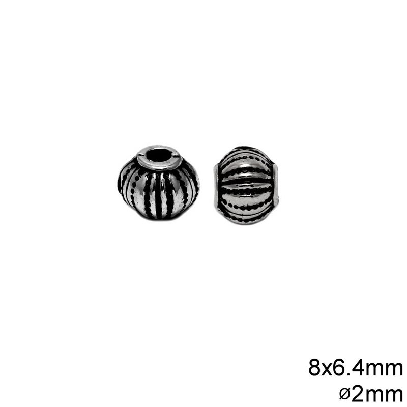 Χάνδρα CCB 8x6.4mm με Ρίγες και Τρύπα 2mm