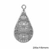 Silver 925 Lacy Pendant Pearshape 25x15mm