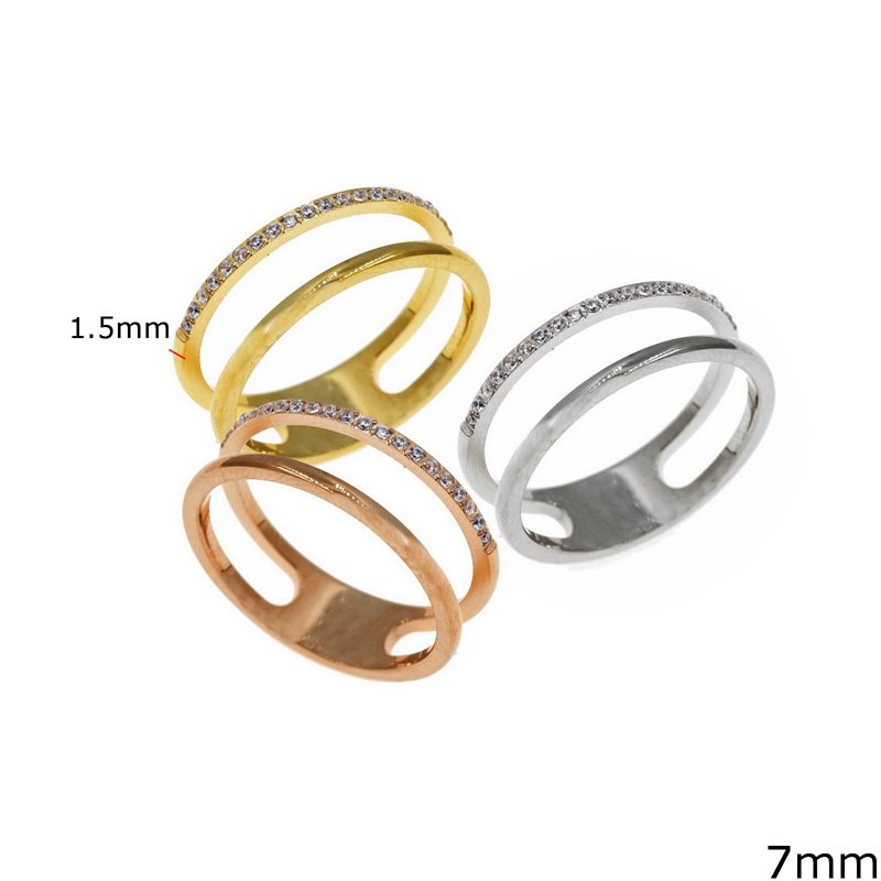 Stainless Steel Double Lustre Ring 7mm