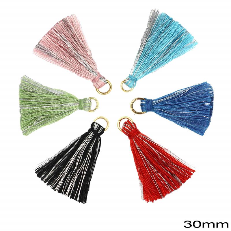 Tassel with Silver Thread and Jump Ring 30mm