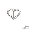 Heart Buckle with Rhinestones SS12 19x22mm
