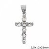 Silver 925 Pendant Cross with zircon 3,5x13x21mm