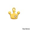Brass Pendant Crown with Strass 15x14mm