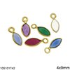 Silver 925 Navette Pendant with Stone 4x9mm