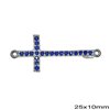 Silver 925 Spacer Cross with Zircon 25x10mm