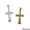 Stainless Steel Pendant Cross 28x16mm