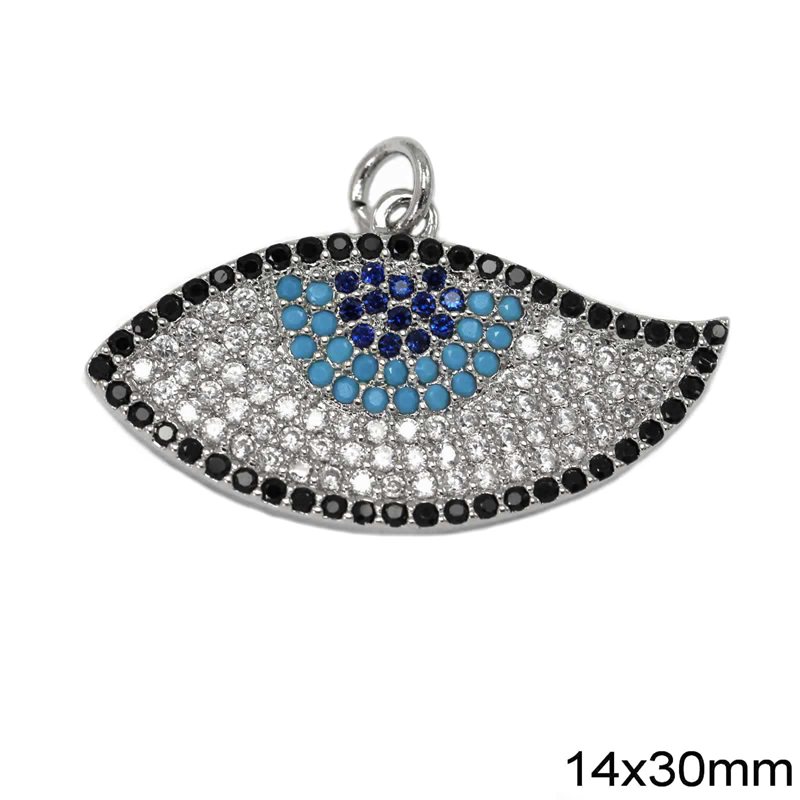 Metallic Pendant Evil Eye 14x30mm