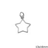 Silver 925 Pendant Star Outline Style 13x16mm