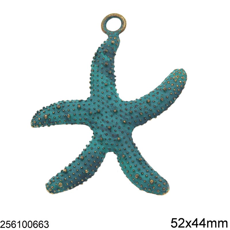 Casting Pendant Starfish 52x44mm, Antique Green Plated NF