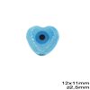 Ceramic Heart Bead with Evil Eye  12x11mm with 2.5mm Hole