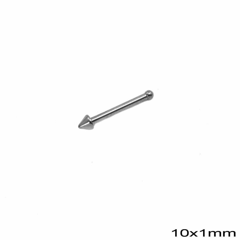 Titanium Nose Stud 10mm With 1mm Arrow