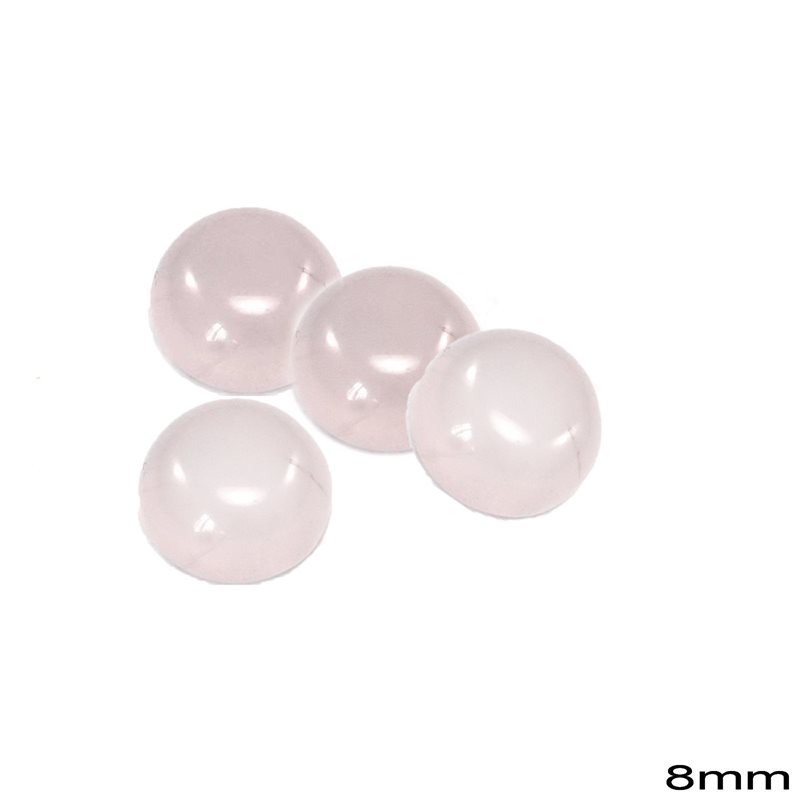 Πέτρα Ημιπολύτιμη Ροζ Quartz Καπουσόν Στρογγυλό 8mm