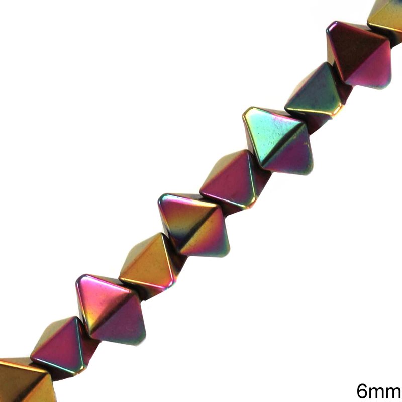 Hematites Pyramid Beads 6mm