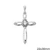 Silver 925 Pendant Cross with Navette 22x30mm