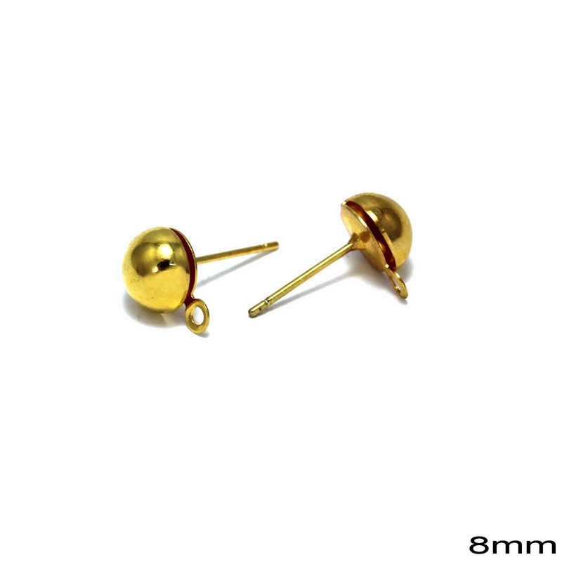 Brass Earring Ball Stud 8mm