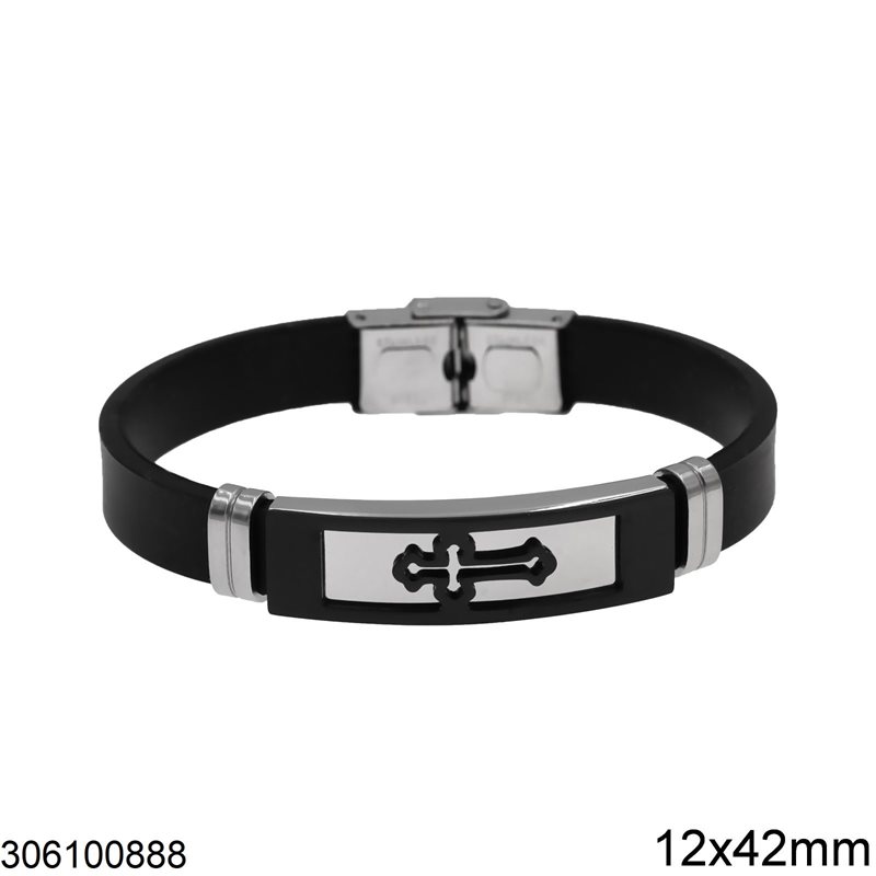 Stainless Steel Bracelet Plate 12x42mm with Cross 8x16mm