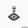 Silver 925 Pendant & Spacer  Evil Eye with Zircon 5x10mm