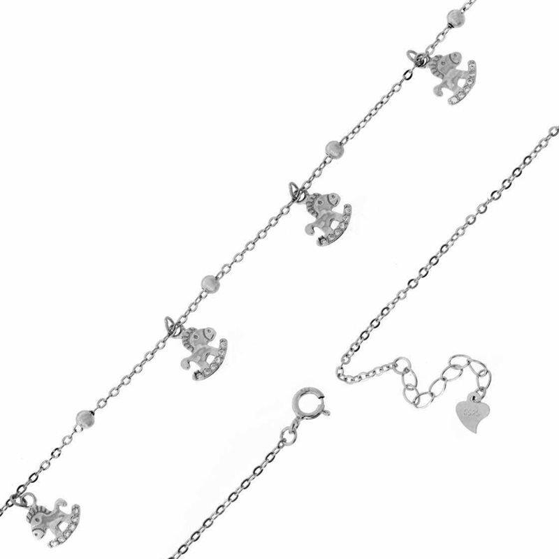 Silver 925 Anklet with Horses 