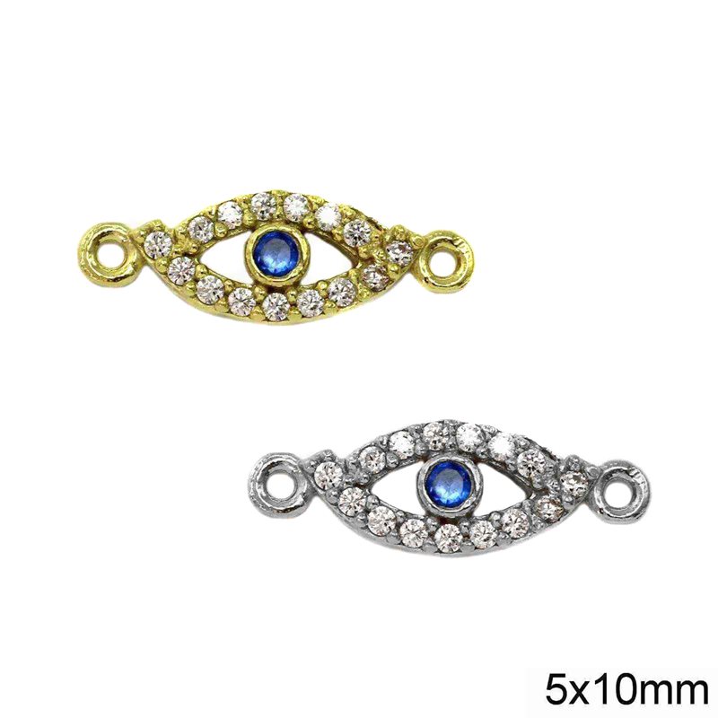Silver 925 Spacer Evil Eye with zircon 5x10mm