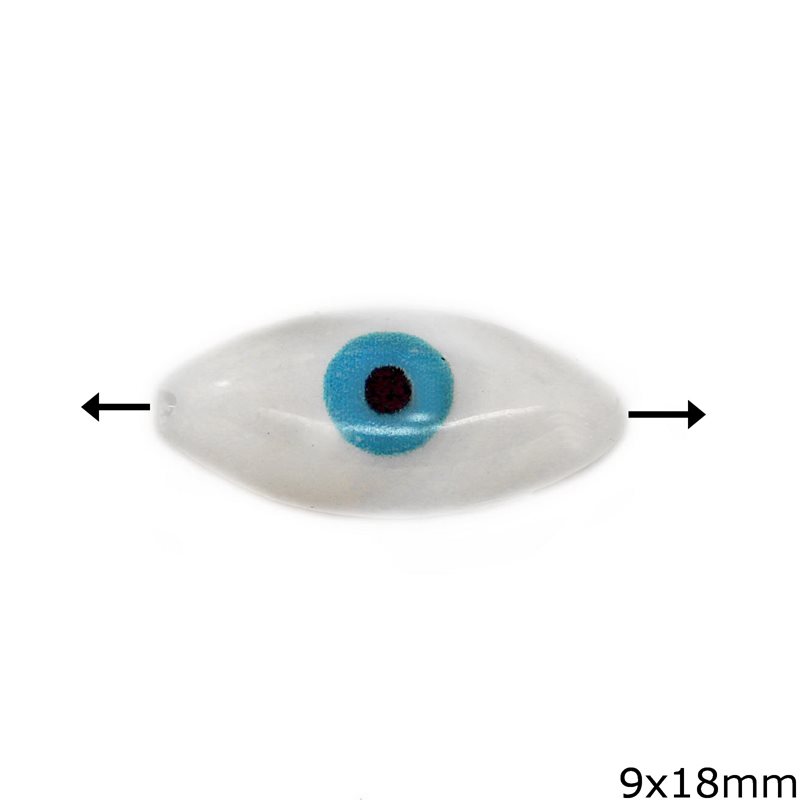 Glass Evil Eye Bead 9x18mm