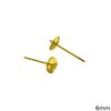 Brass Earring Post 6mm with Stainless Steel Stud