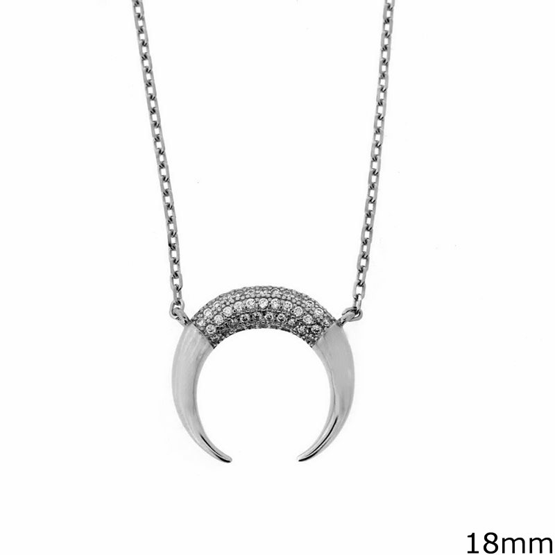 Silver 925 Necklace Horn with Zircon
