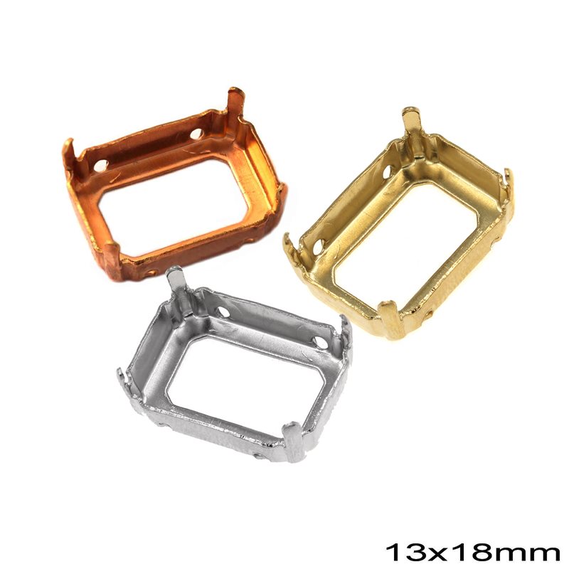 Copper Sew-on Octagon Cup Open Bottom 13x18mm