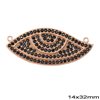 Silver 925 Spacer Evil Eye with Stones 14x32mm   