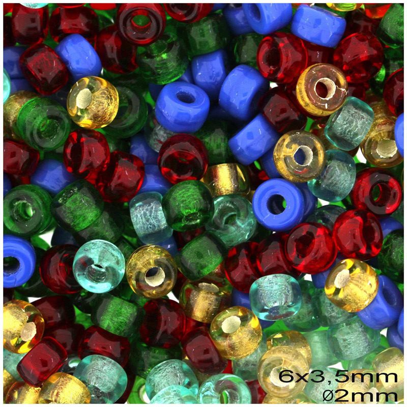 Glass Pony Beads 6x3.5mm with 2mm hole