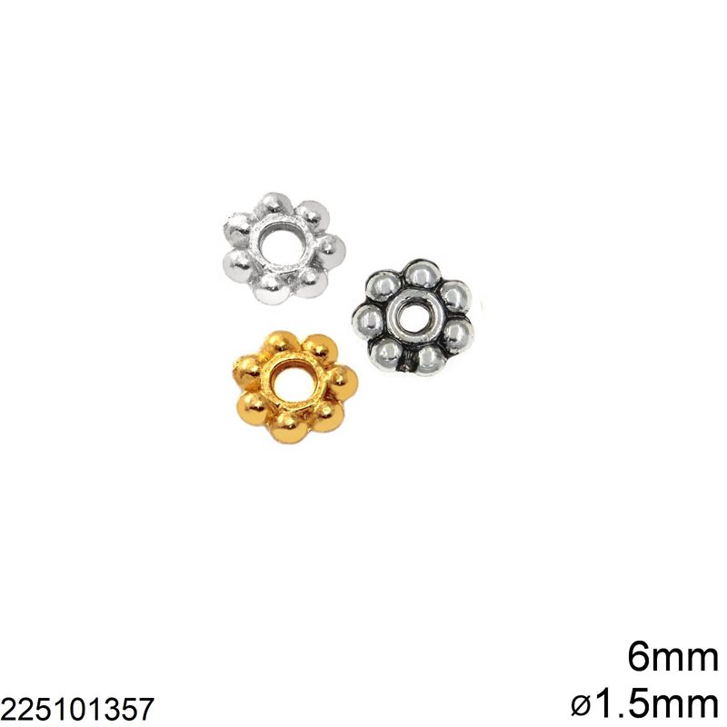 Casting Rondelle Bead 6mm with 1.5mm hole