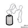 Stainless Steel Necklace with Tag 30x52mm  and Ball Chain 2.3mm, 64cm