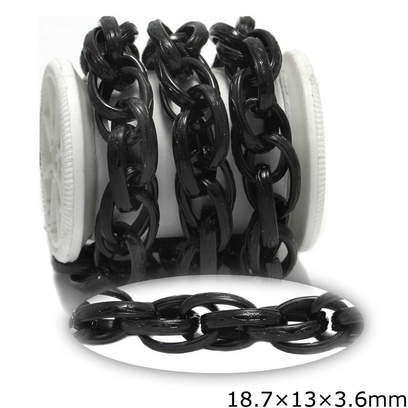 Aluminium Twisted Oval Link Chain 18.7x13x3.6mm, Black color