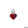 Silver  925 Pendant Heart with Evil Eye and Enamel 9mm