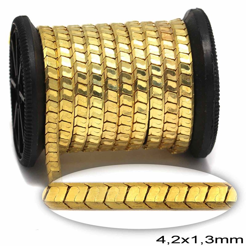 Brass Flat Chain 4.2x1.3mm