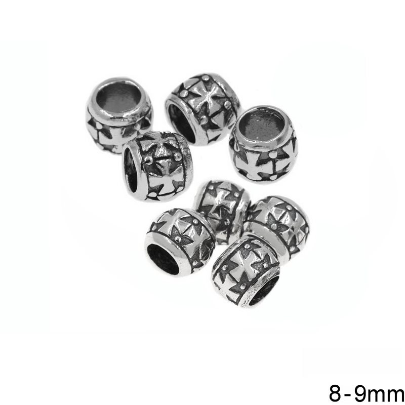 Silver 925 Bead with Cross 8-9mm