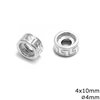 Silver 925 Rondelle Bead Meander 4x10mm hole 4mm