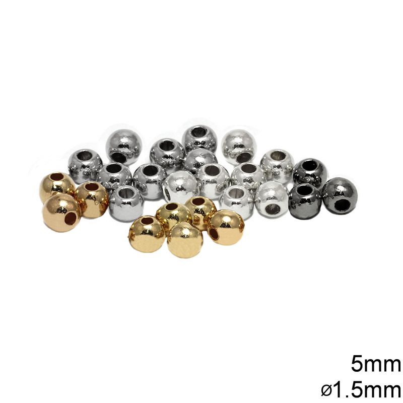 CCB Bead 5mm with 1.5mm hole, UV plated