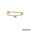 Brass Safety Pin with Hoop 25x0.8mm