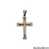 Stainless Steel Double Pendant Cross 4x22x36mm