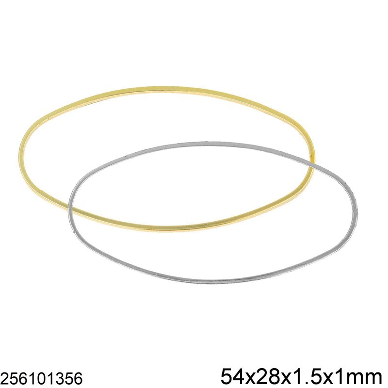 Brass Oval Flat Ring 54x28x1.5x1mm