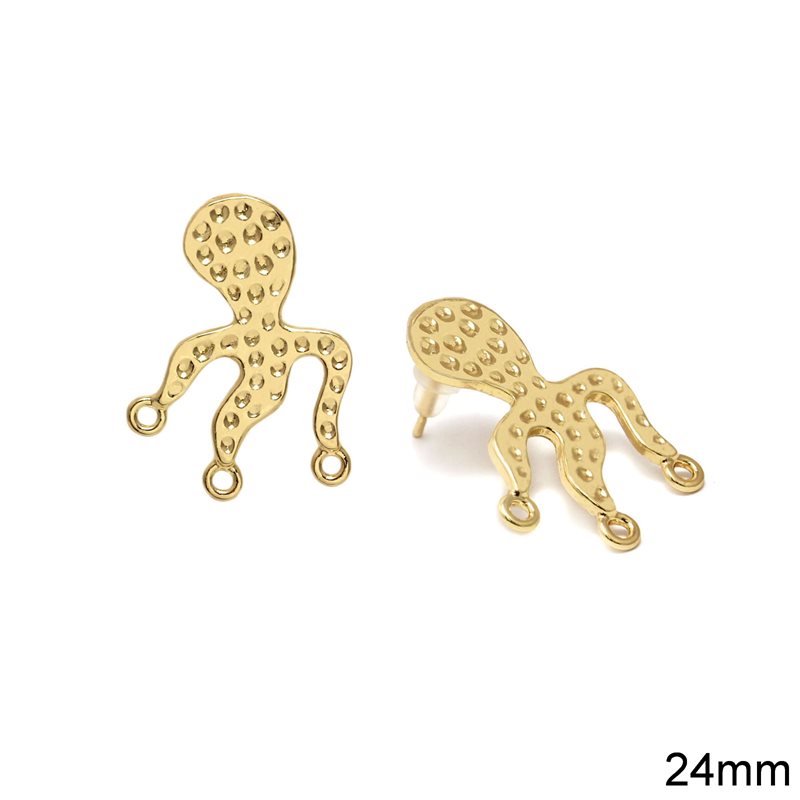 Casting Round Earring Stud with Loops 24mm
