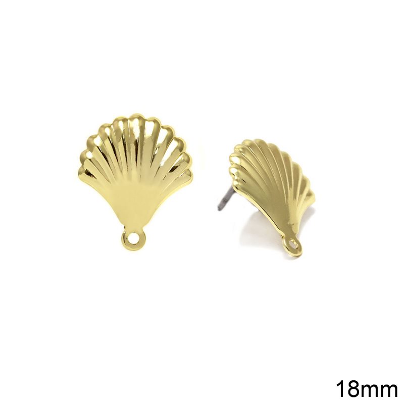 Iron Earring Stud Shell with Loop 18mm