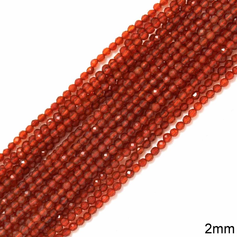 Carneol Faceted Round Beads 2mm