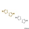 Stainless Steel Earrings Star Outline Style 13mm